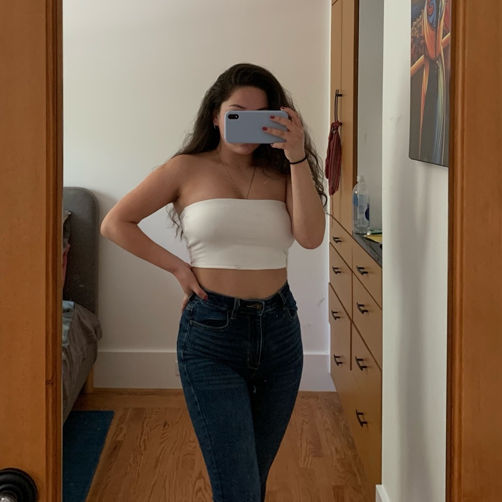 White Cropped Tube Top S